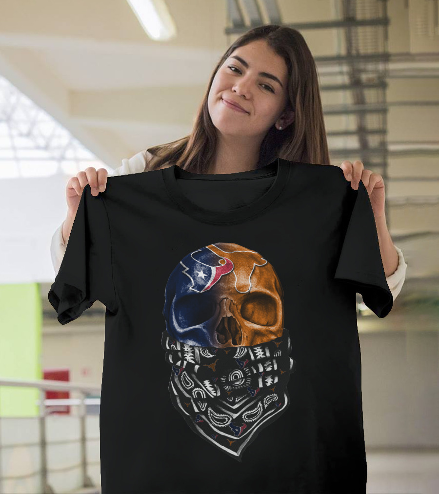 Texas Football Skull With Bandana T-Shirt