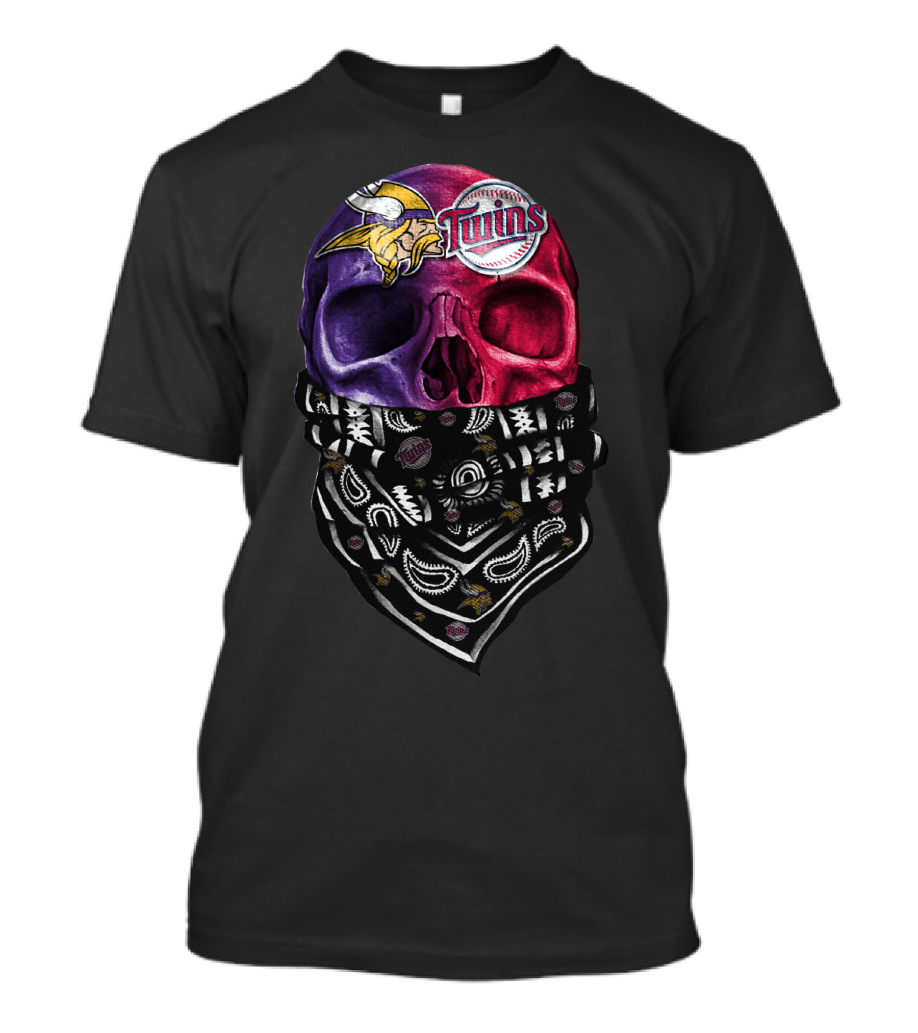 Vikings Twins Skull Bandana Sku 135 T-Shirt