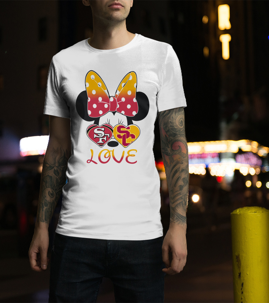 Sf Sc Love Minnie Mouse Bow And Hearts T-Shirt