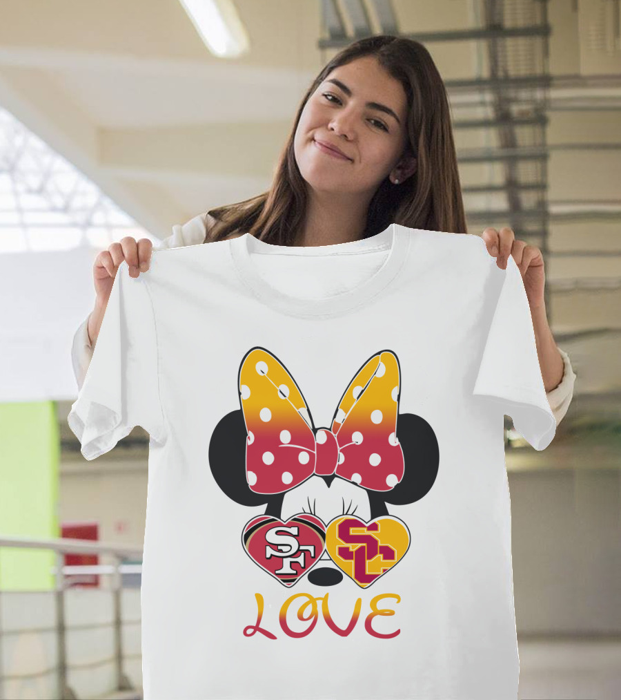 Sf Sc Love Minnie Mouse Bow And Hearts T-Shirt