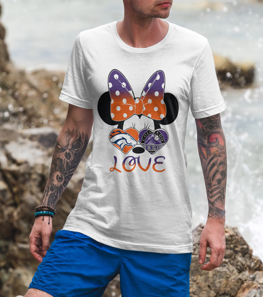 Minnie Mouse Colorado Rockies Denver Broncos Love T-Shirt