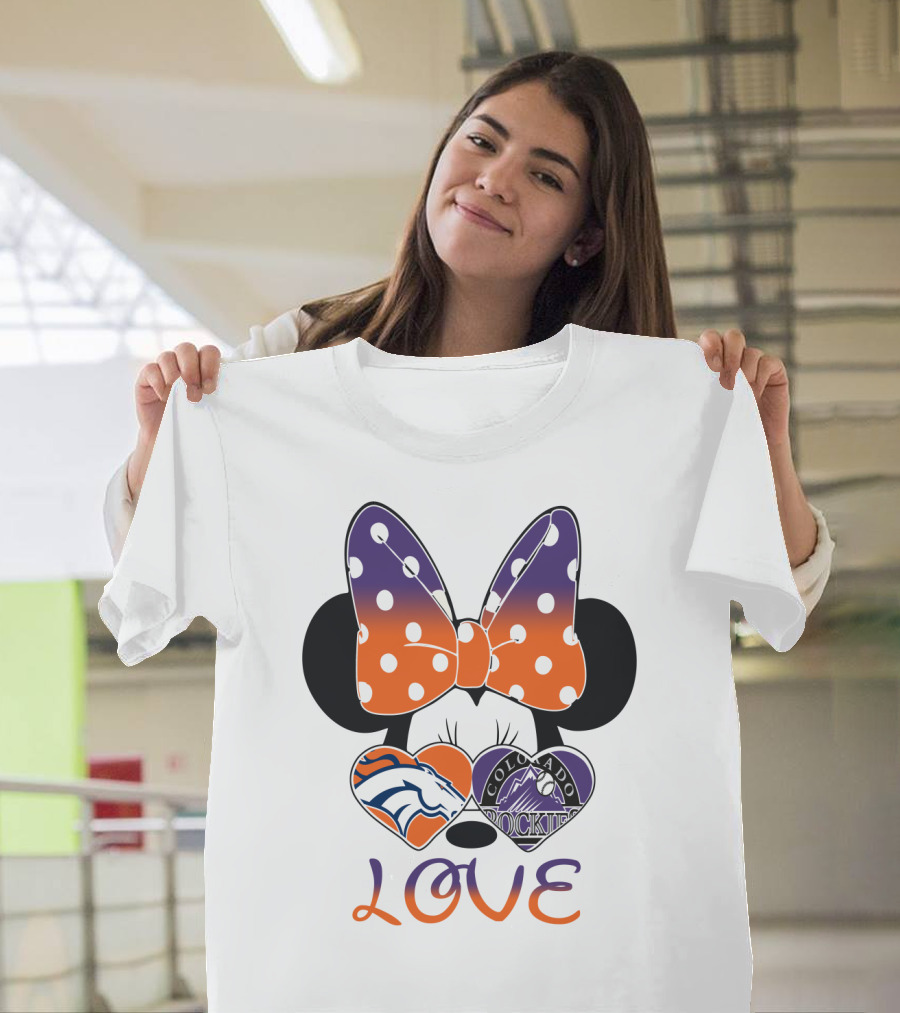 Minnie Mouse Colorado Rockies Denver Broncos Love T-Shirt
