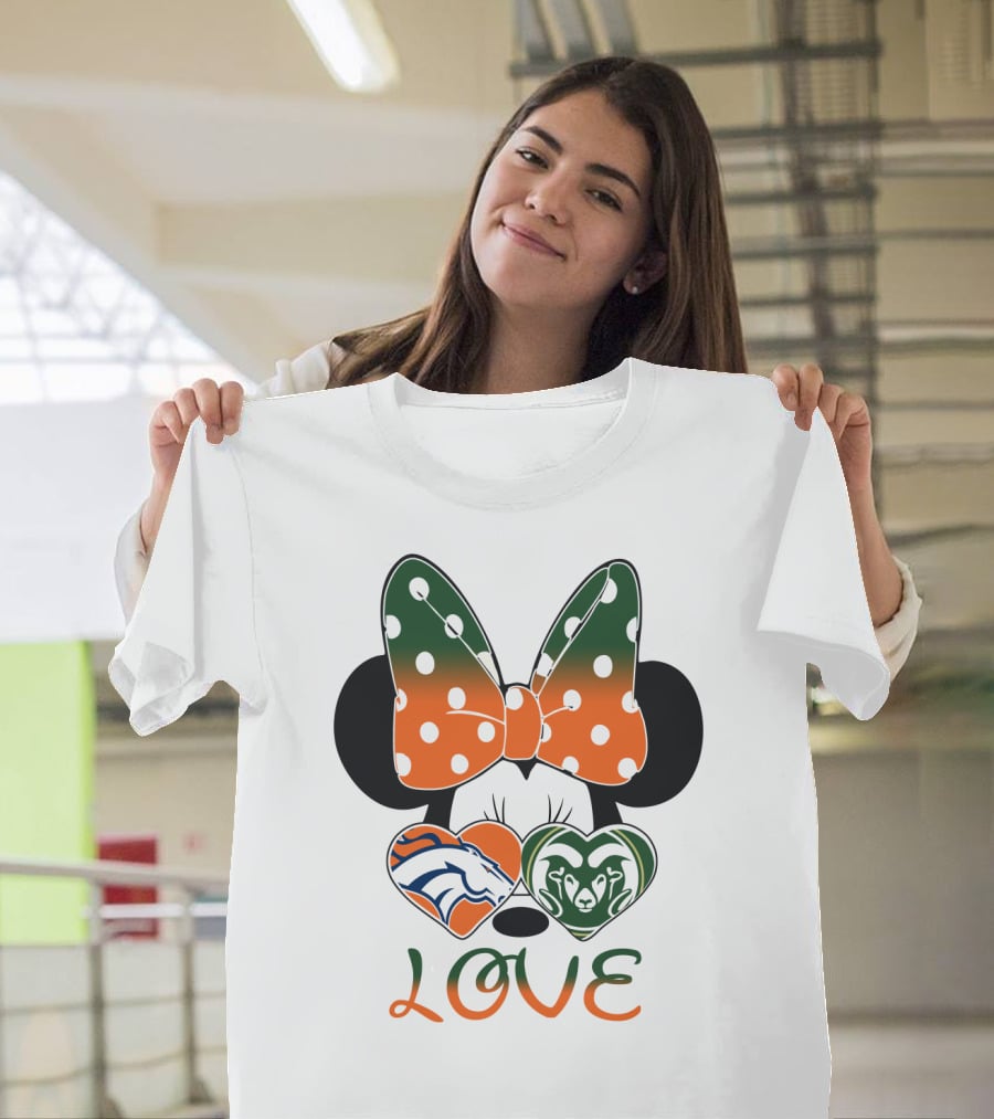 Minnie Love Denver Broncos And Colorado State Rams T-Shirt