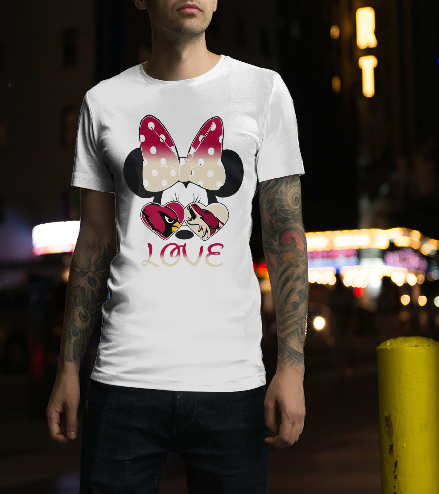 Mic 028 Minnie Bow Cardinals Coyotes Love T-Shirt