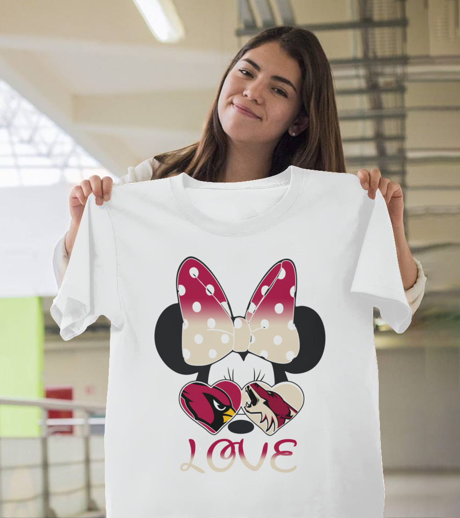 Mic 028 Minnie Bow Cardinals Coyotes Love T-Shirt