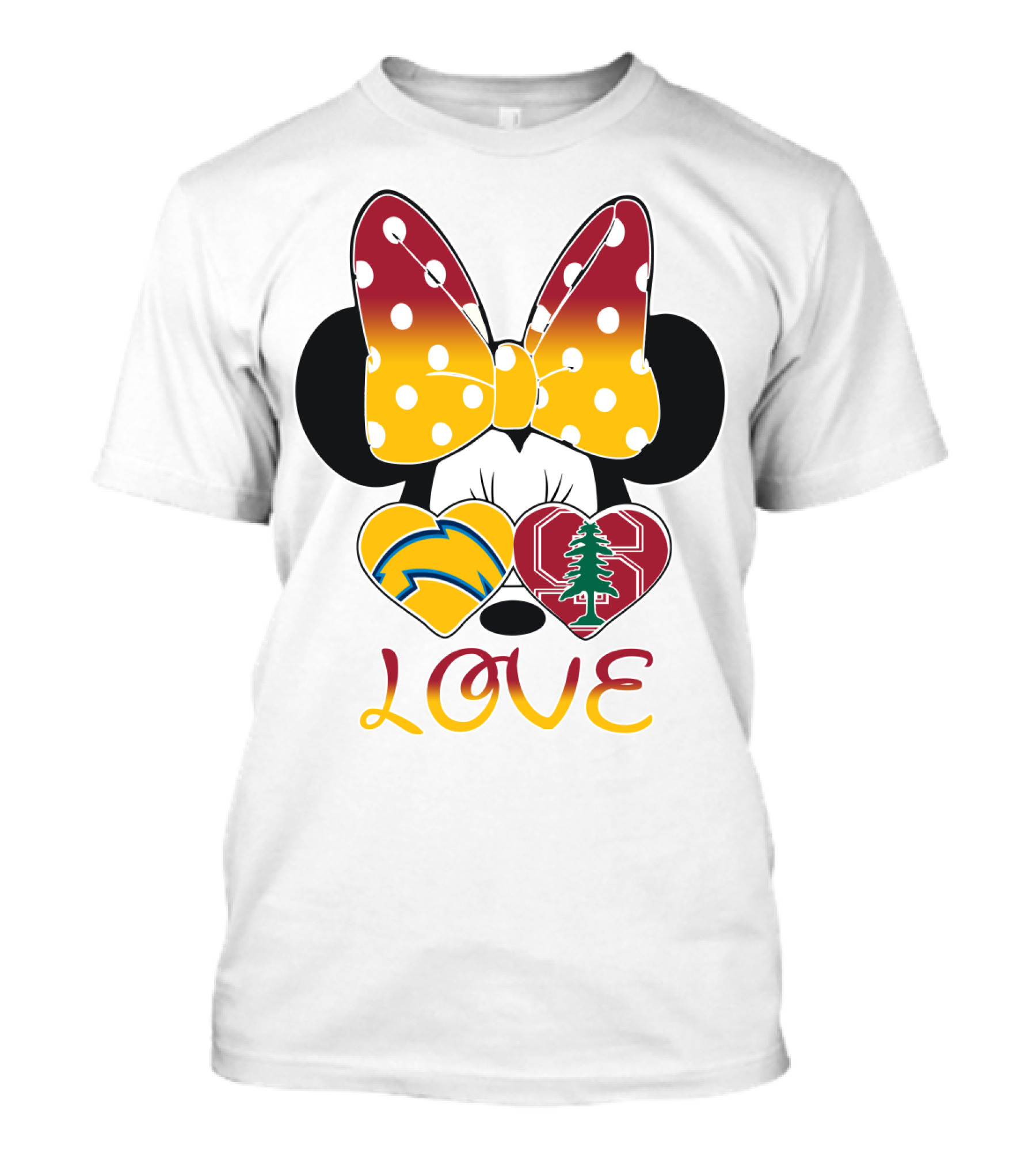 Minnie Mouse Love Heart Chargers Stanford Tree T-Shirt