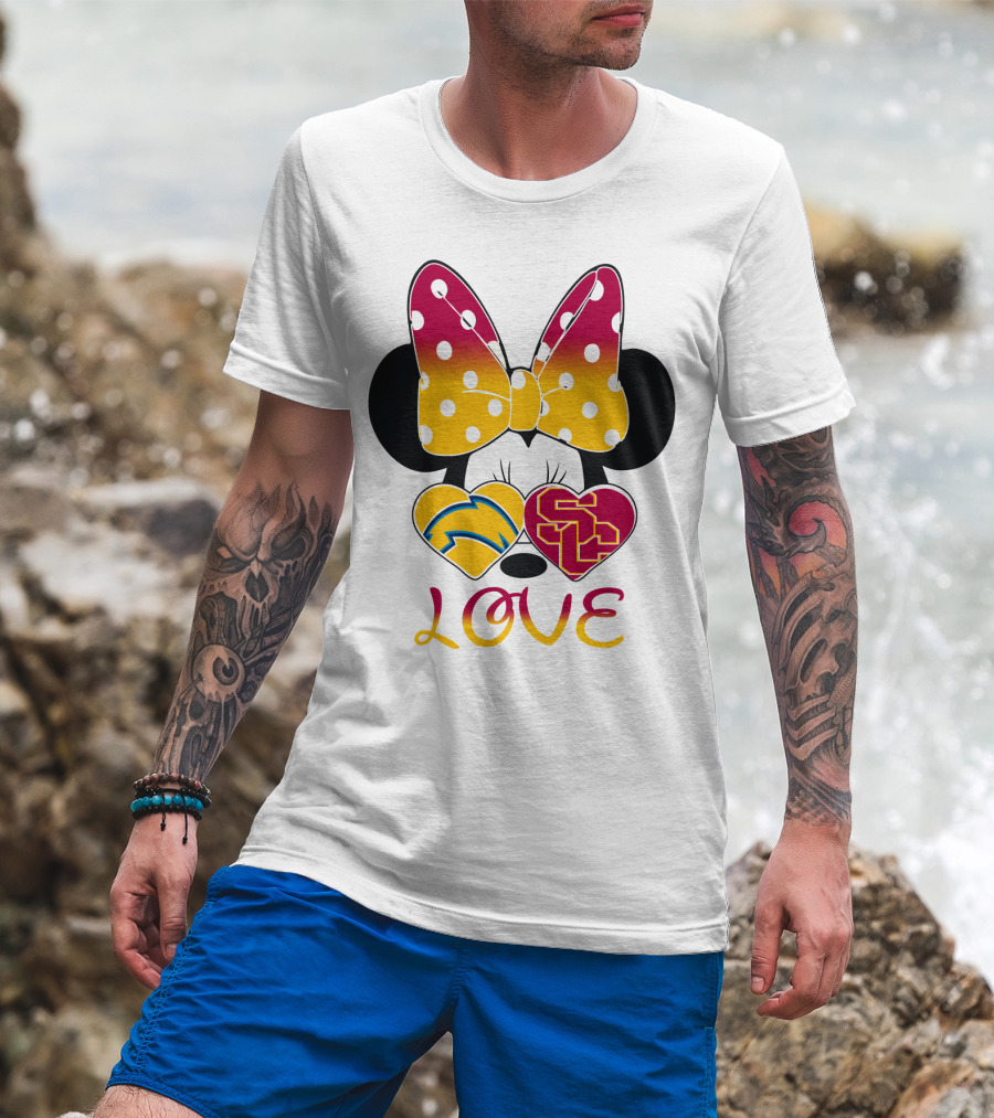 Love Minnie Chargers Usc Heart T-Shirt