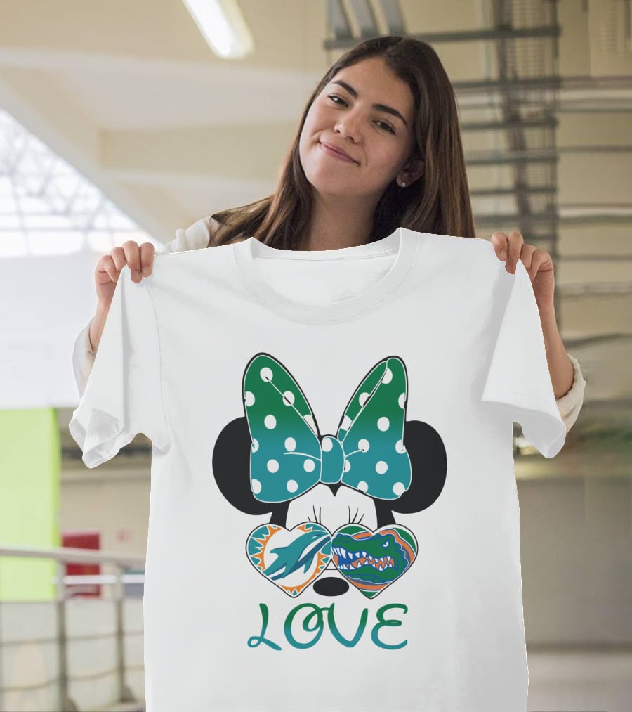 Love Mickey Gator Dolphin Hearts T-Shirt