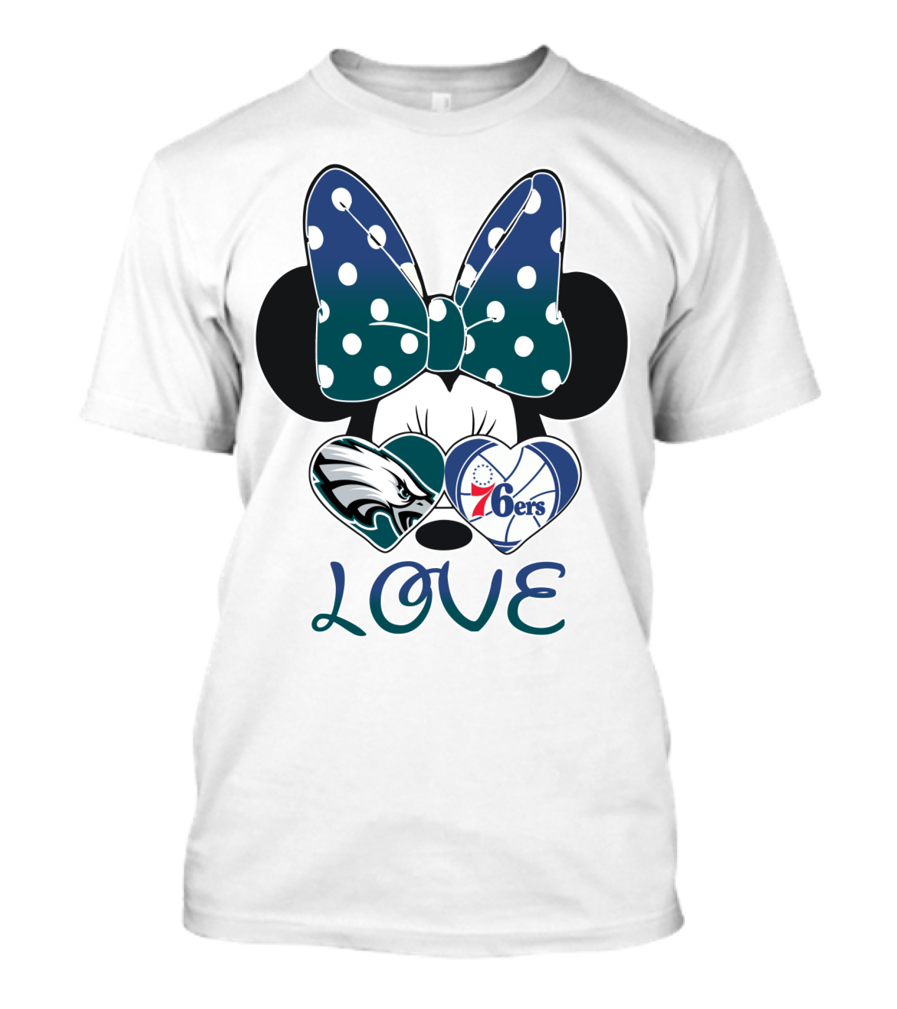 Love Eagles 76ers Bow Hearts T-Shirt