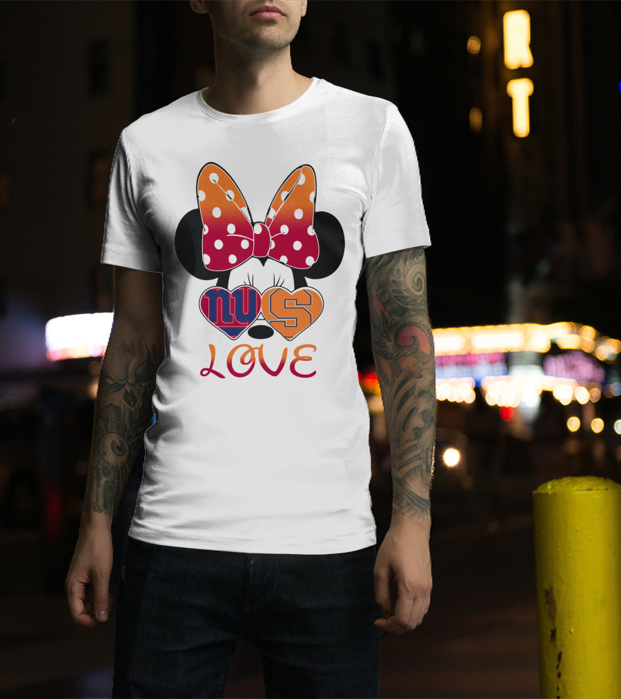 Ny Giants Syracuse Love Minnie Mouse Bow Hearts T-Shirt