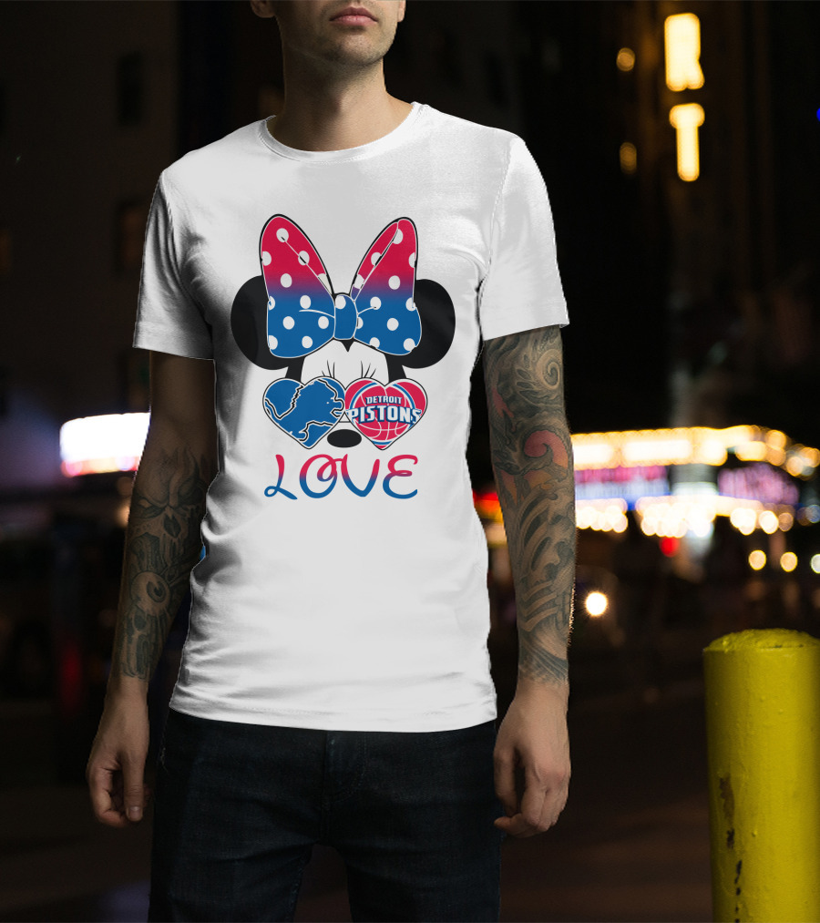 Detroit Pistons Lions Minnie Love T-Shirt