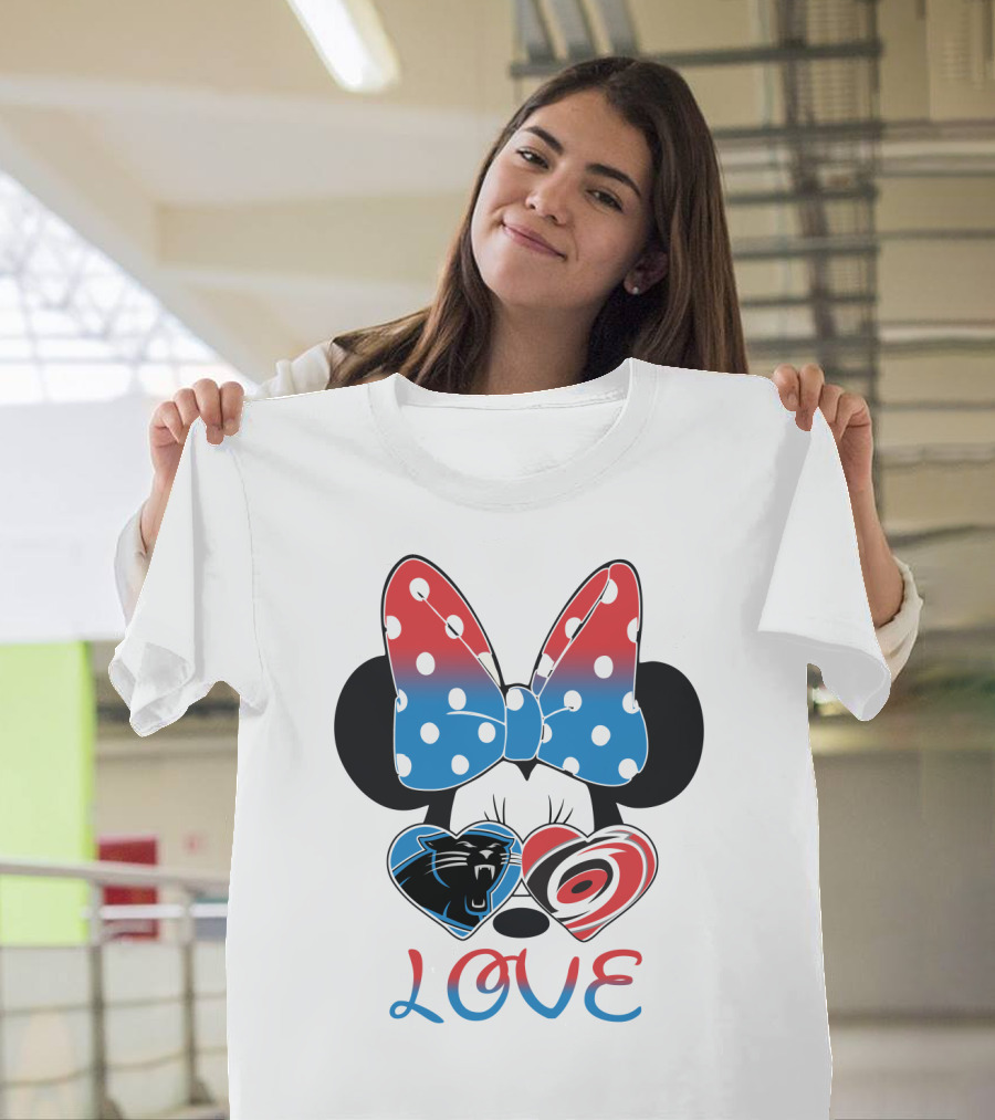 Love Carolina Panthers Hurricanes Minnie Bow T-Shirt