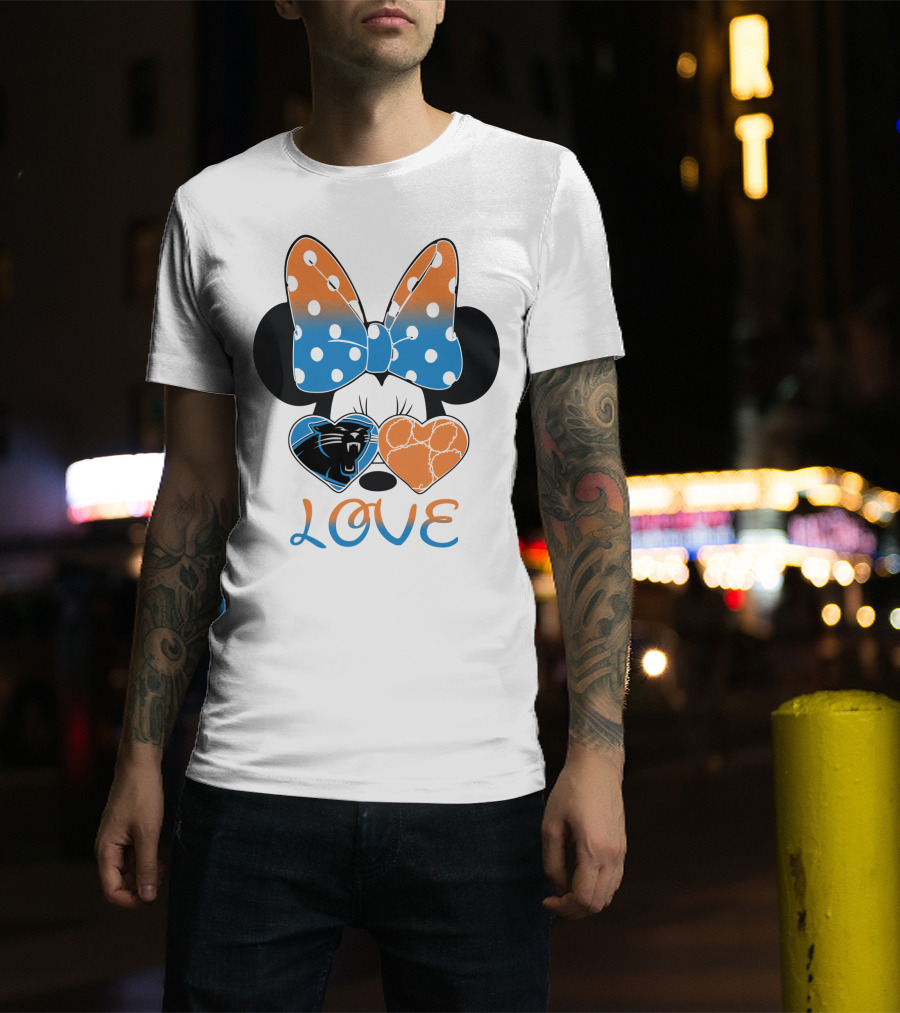 Minnie Mouse Bow Love Panthers Clemson Mix T-Shirt
