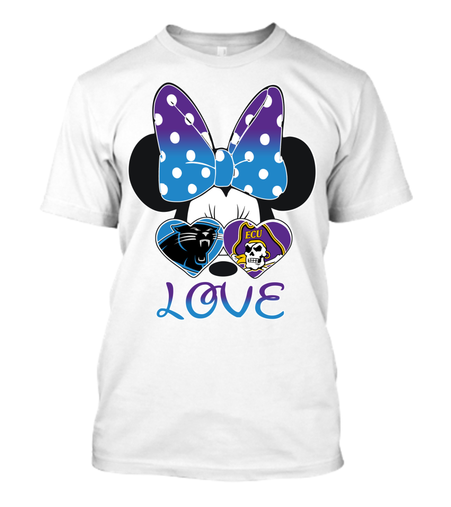 Love Panthers Ecu Pirates Minnie Bow T-Shirt