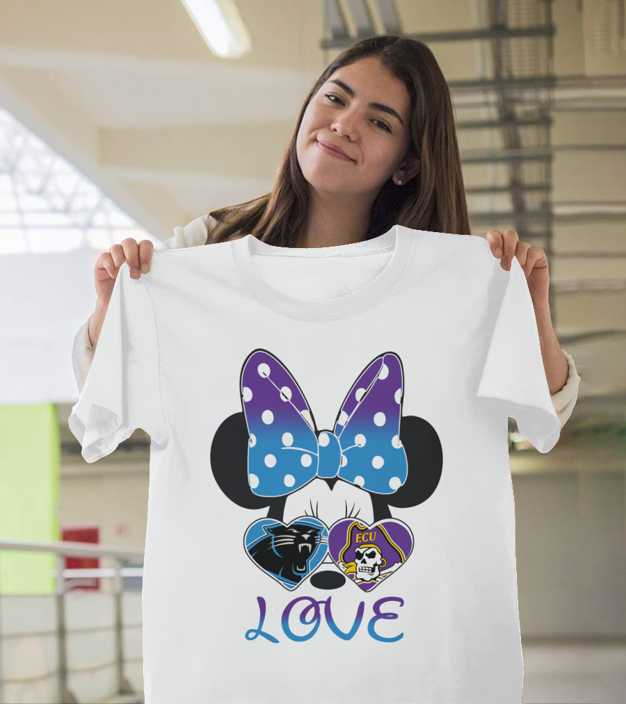Love Panthers Ecu Pirates Minnie Bow T-Shirt