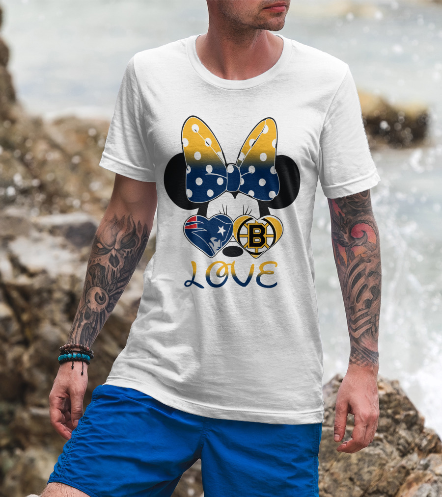 Mickey Mouse Patriots Bruins Love T-Shirt