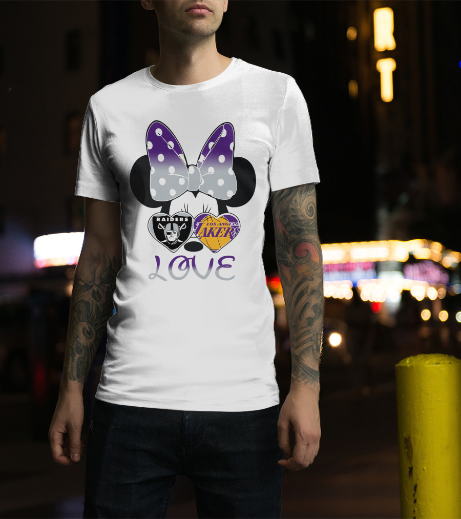 Los Angeles Lakers Raiders Love Minnie Bow T-Shirt