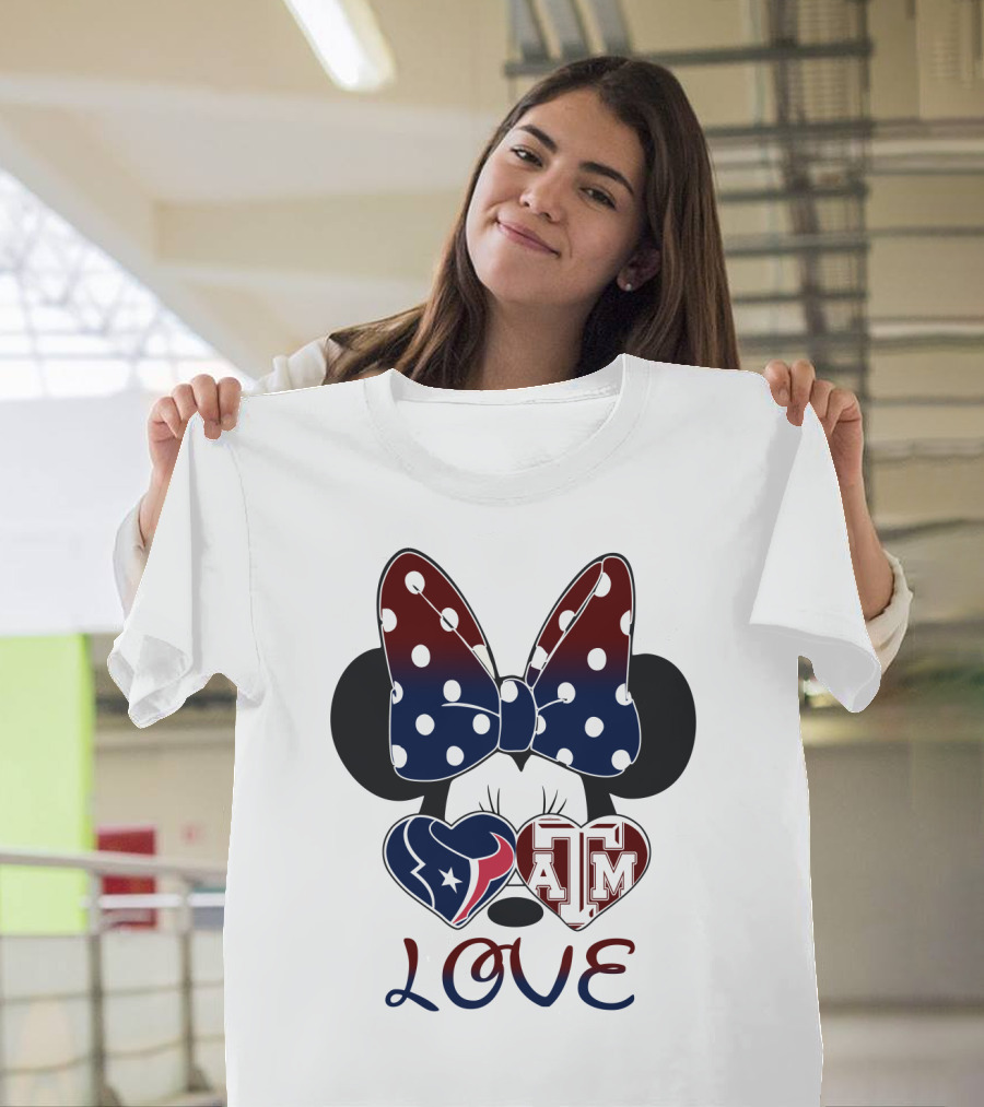 Minnie Bow Texans Love A&M Hearts T-Shirt