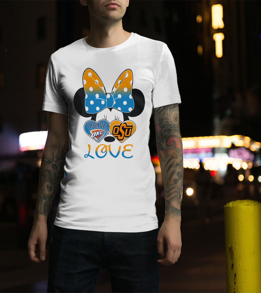 Okc Thunder Osu Love Minnie Bow Hearts T-Shirt