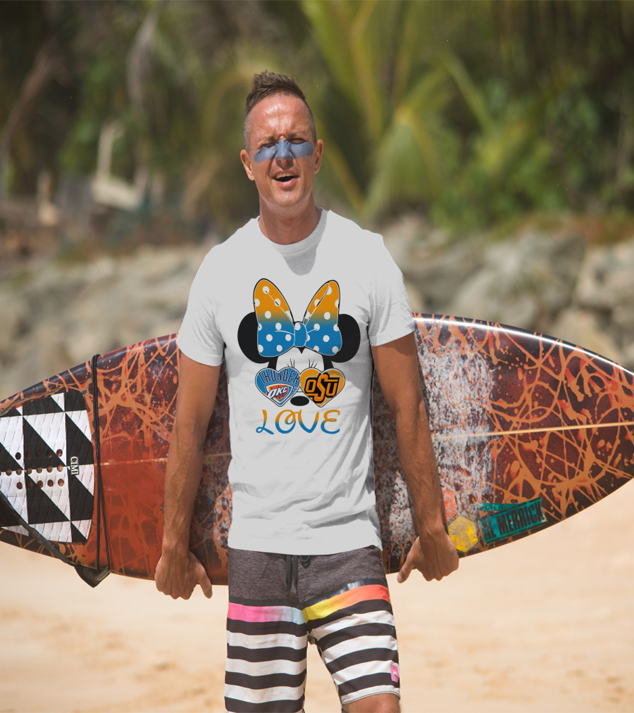 Okc Thunder Osu Love Minnie Bow Hearts T-Shirt