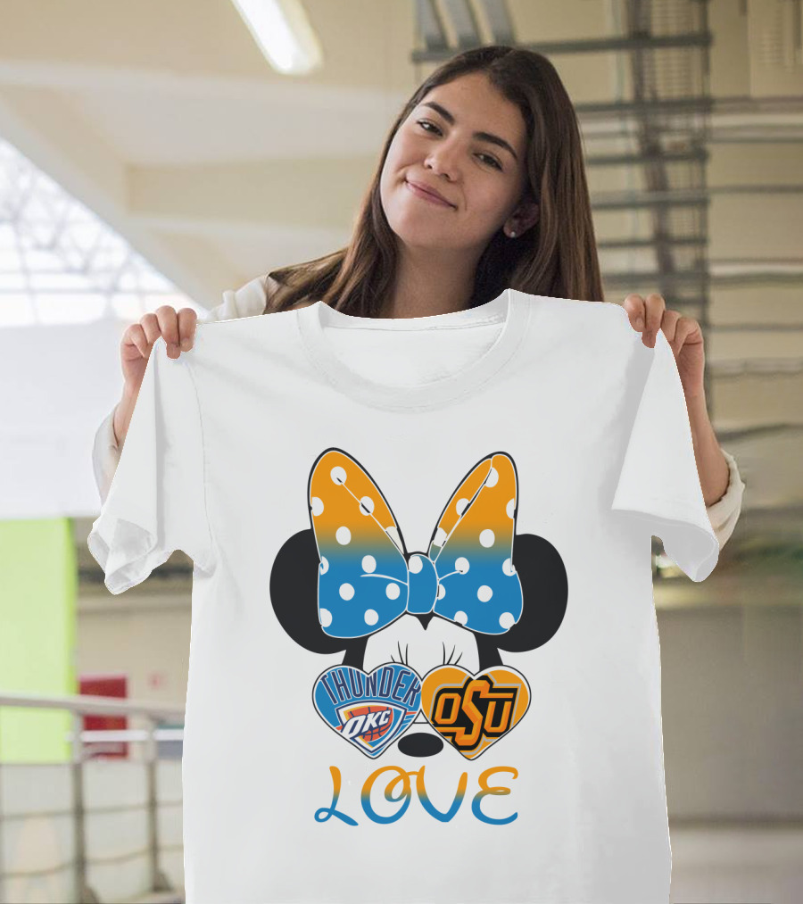 Okc Thunder Osu Love Minnie Bow Hearts T-Shirt