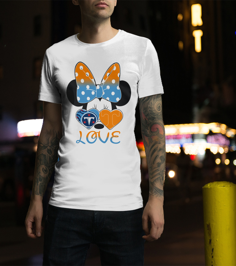 Minnie Mouse Love Tennessee Titans Hearts T-Shirt