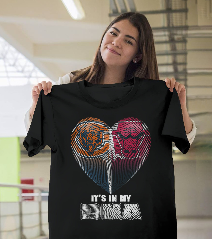 It's In My Dna Bears Bulls Heart Fingerprint 007 T-Shirt