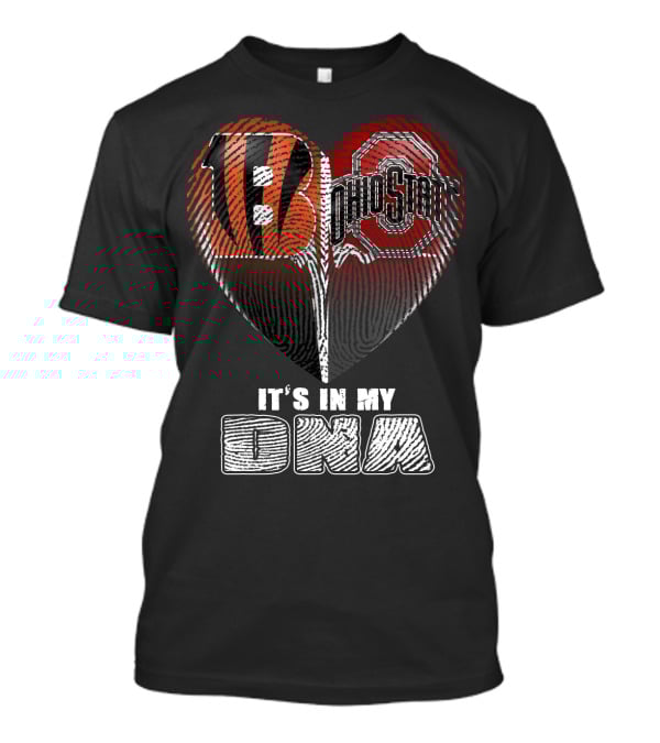 Bengals Ohio State It's In My Dna Heart Fingerprint T-Shirt