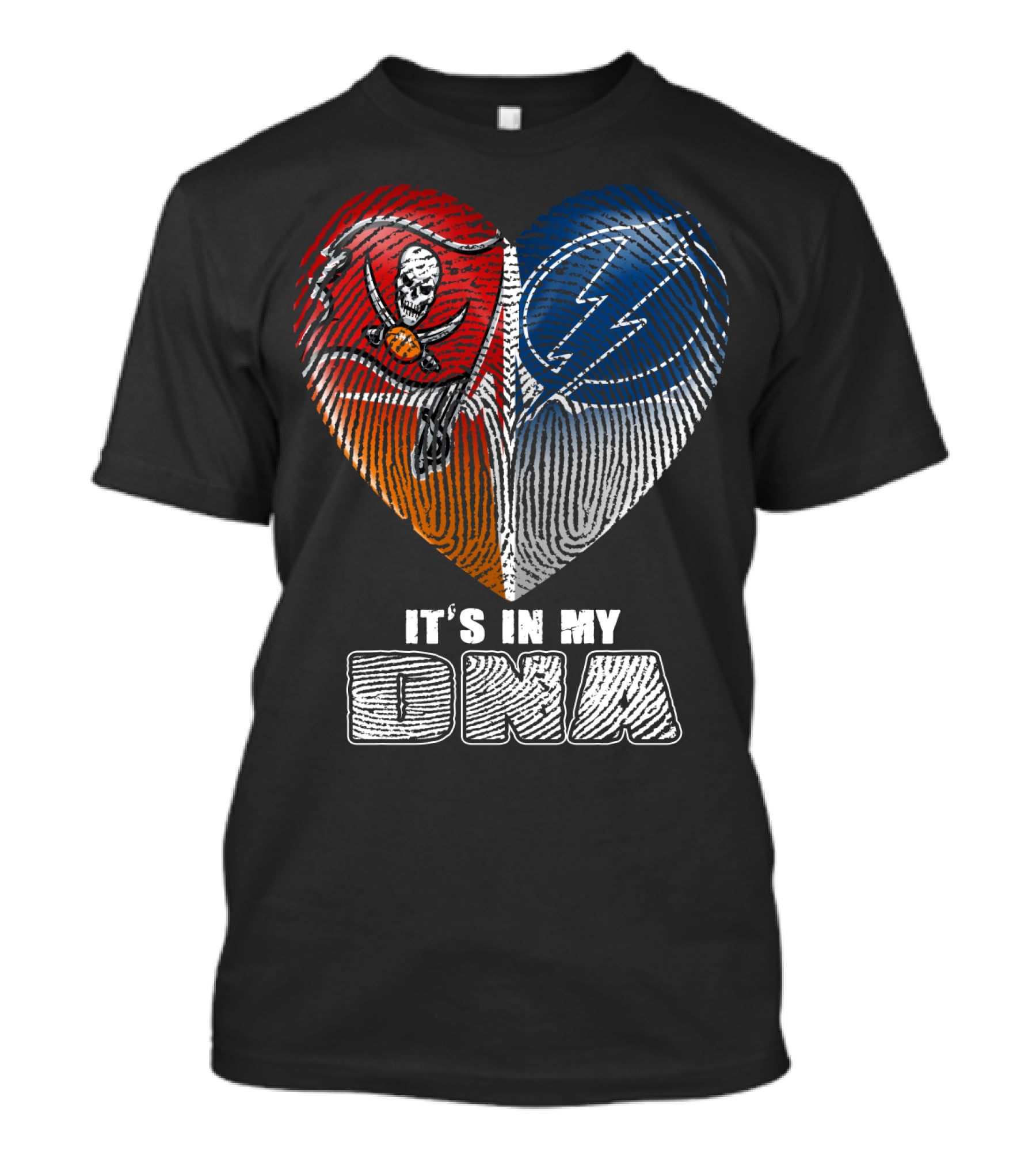 It's In My Dna Buccaneers Lightning Heart Fingerprint T-Shirt