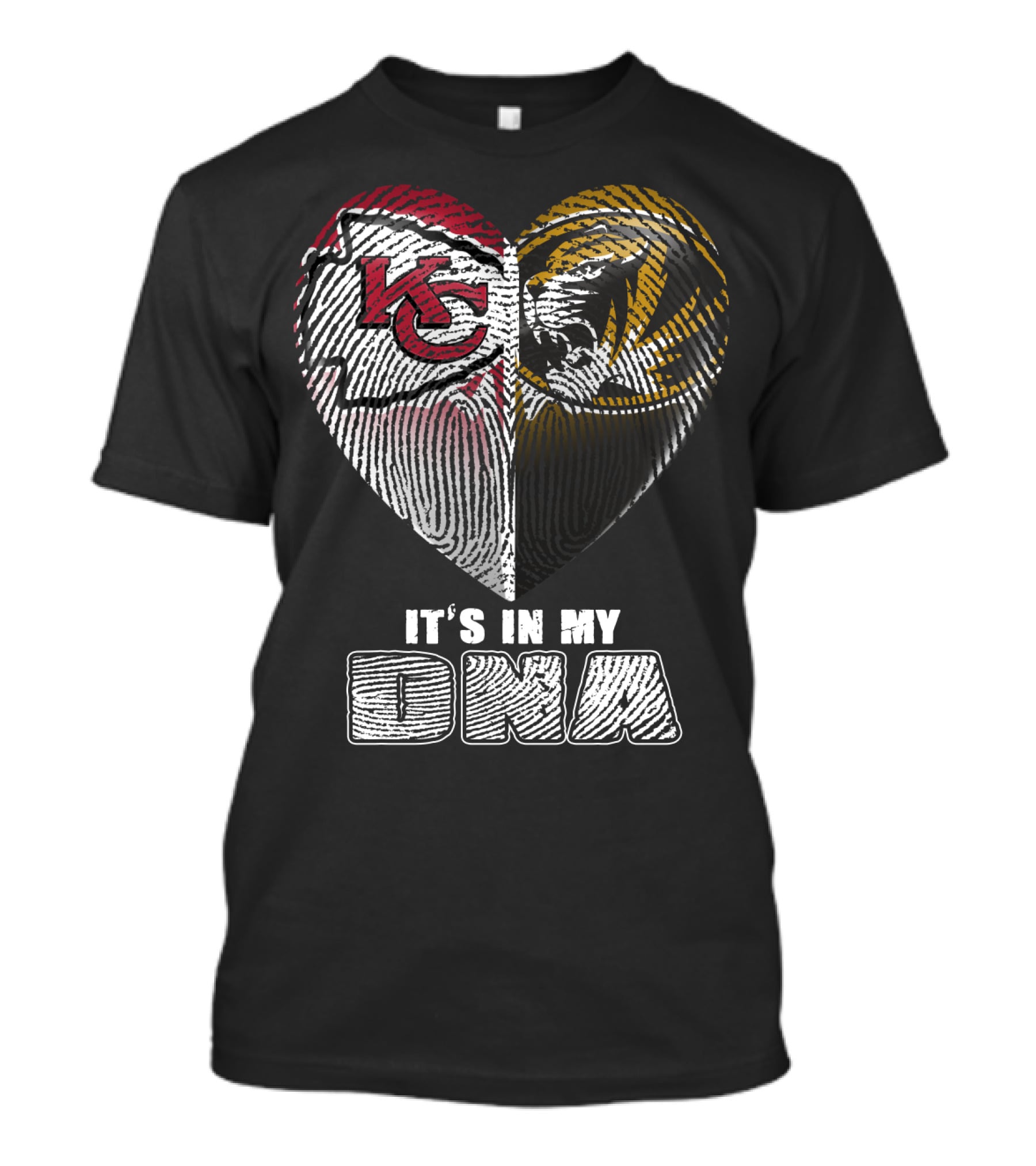 It's In My Dna Kc Chiefs Heartprint Tigers Fan Pride T-Shirt