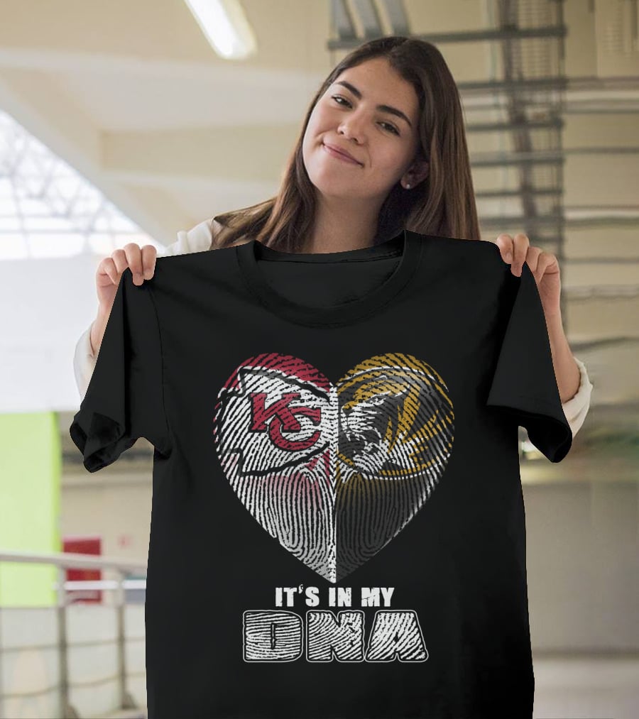 It's In My Dna Kc Chiefs Heartprint Tigers Fan Pride T-Shirt
