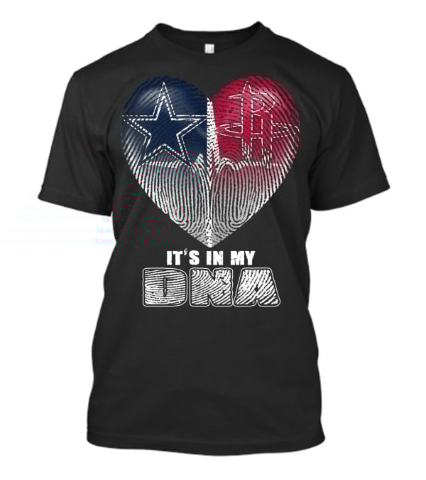 It's In My Dna Dallas Houston Heart Fingerprint T-Shirt