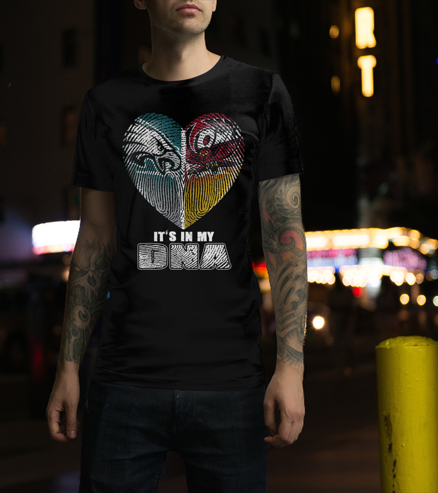 It's In My Dna Eagles Hurricanes Heart Fingerprint T-Shirt