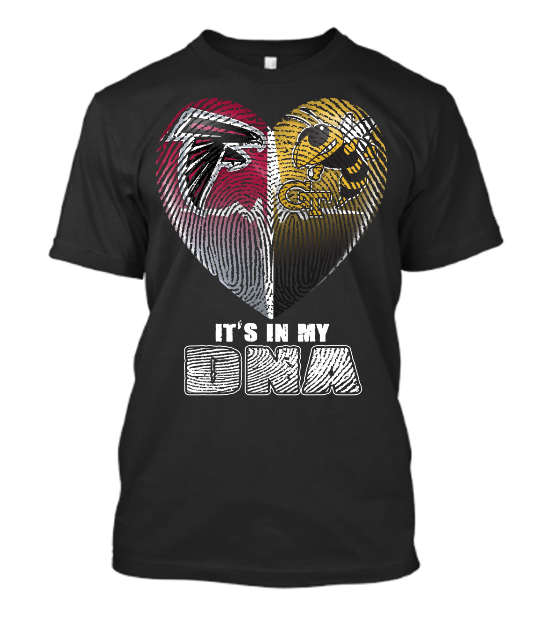It's In My Dna Falcons Georgia Tech Heart Fingerprint T-Shirt