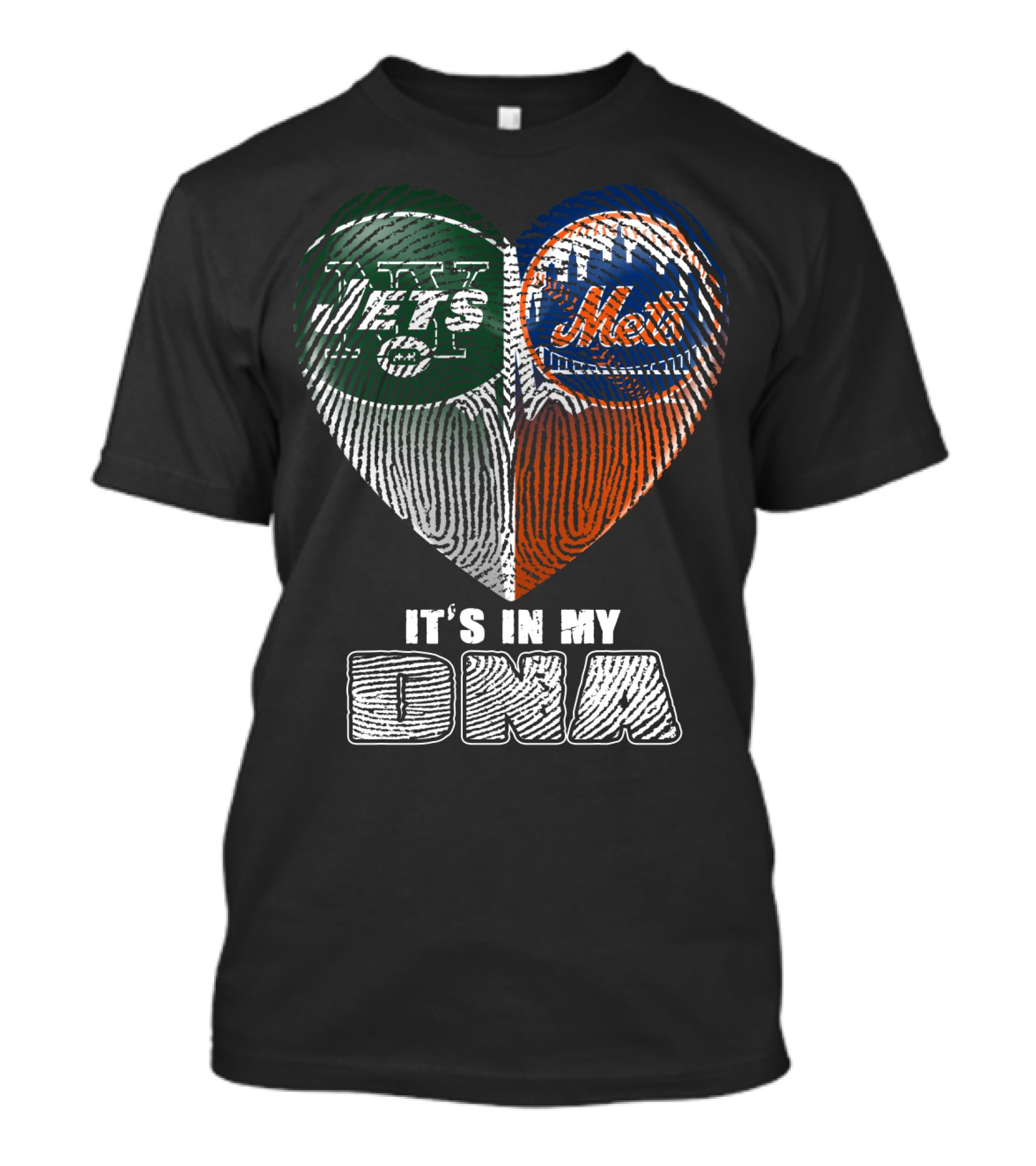 Jets Mets It's In My Dna Fingerprint Heart T-Shirt