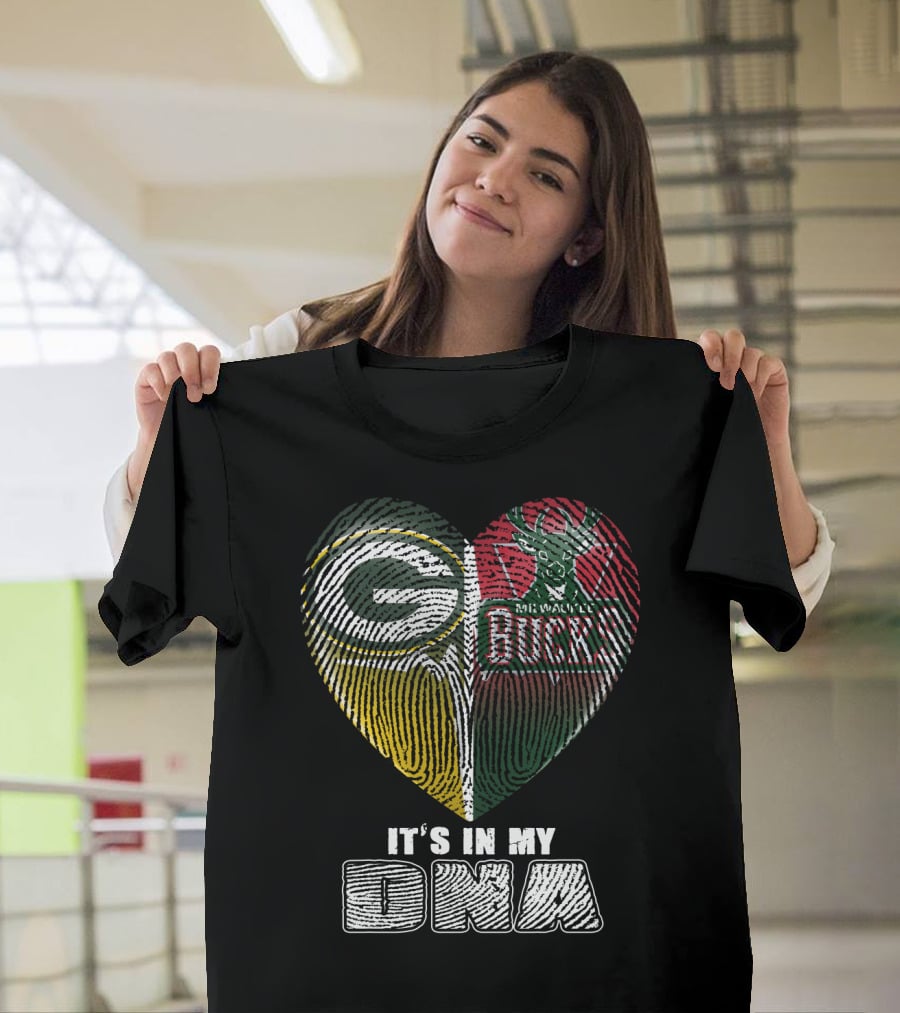 Green Bay Packers Milwaukee Bucks It's In My Dna T-Shirt