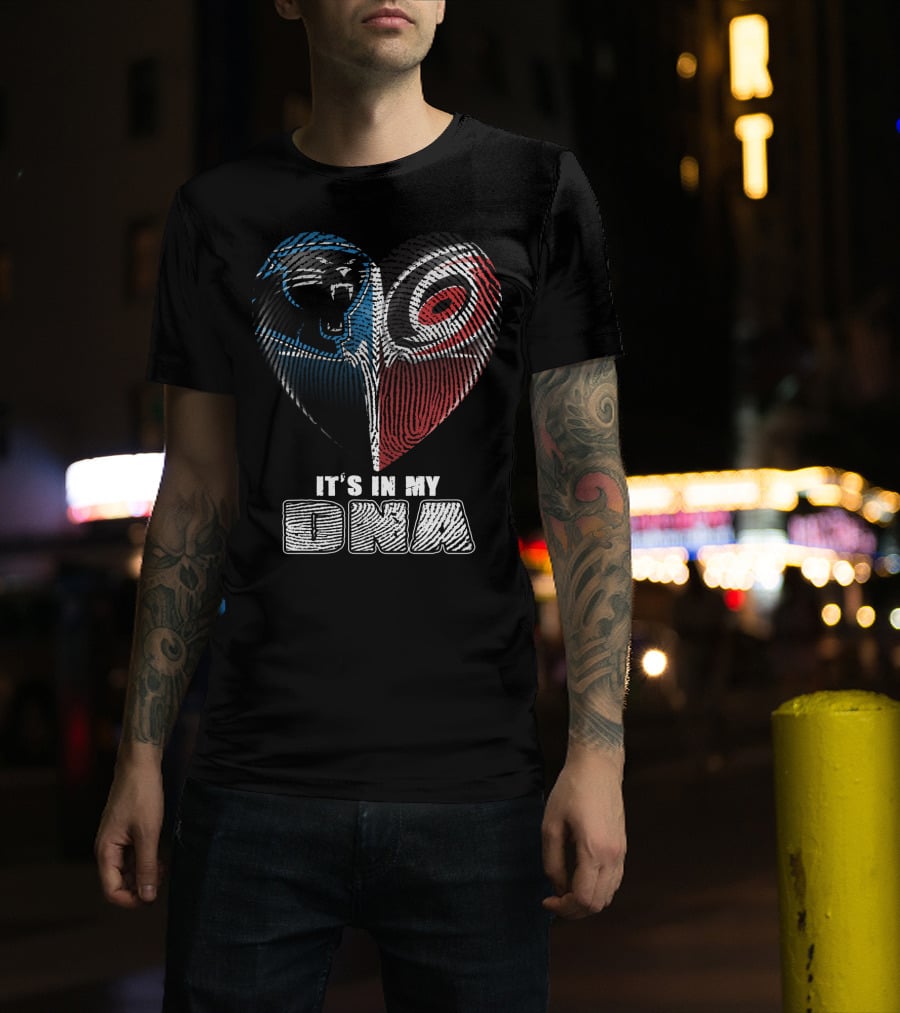 Carolina Panthers And Hurricanes It's In My Dna Heartprint T-Shirt