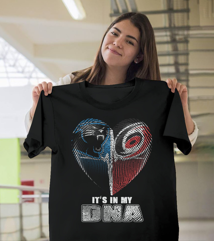 Carolina Panthers And Hurricanes It's In My Dna Heartprint T-Shirt