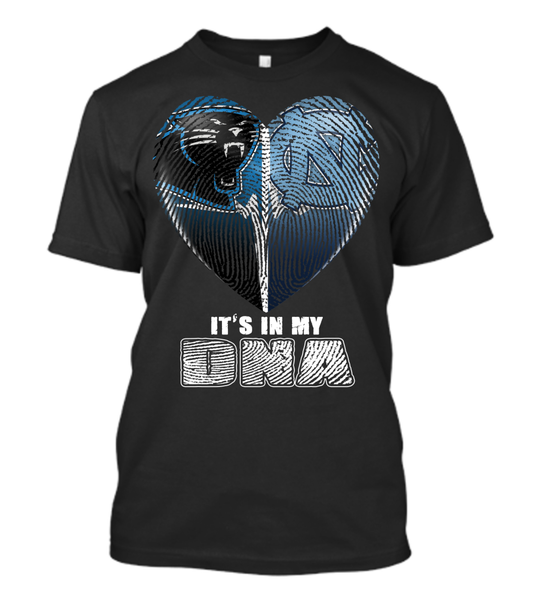 It's In My Dna Carolina Panthers North Carolina Tar Heels Heart Fingerprint T-Shirt