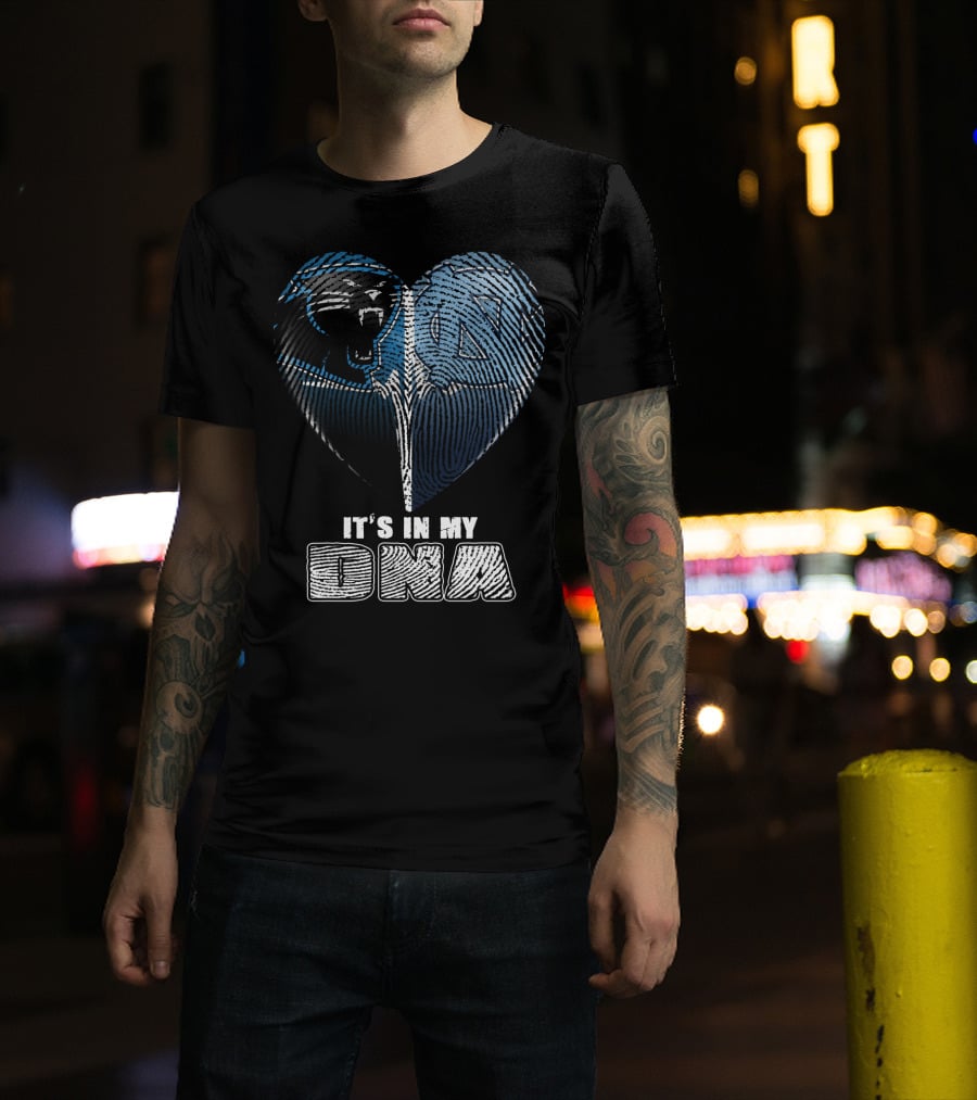 It's In My Dna Carolina Panthers North Carolina Tar Heels Heart Fingerprint T-Shirt