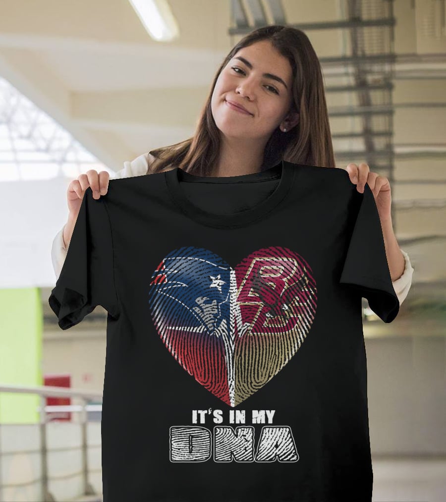 It's In My Dna Patriots Boston College Heart Fingerprint T-Shirt