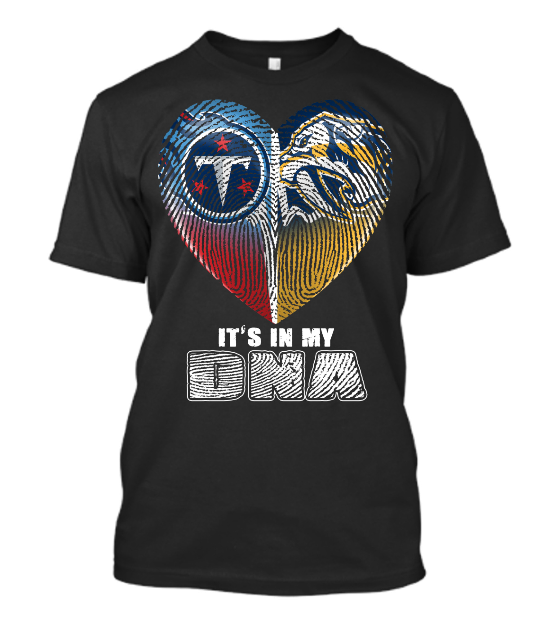 It's In My Dna Tennessee Titans Predators Heart Fingerprint T-Shirt