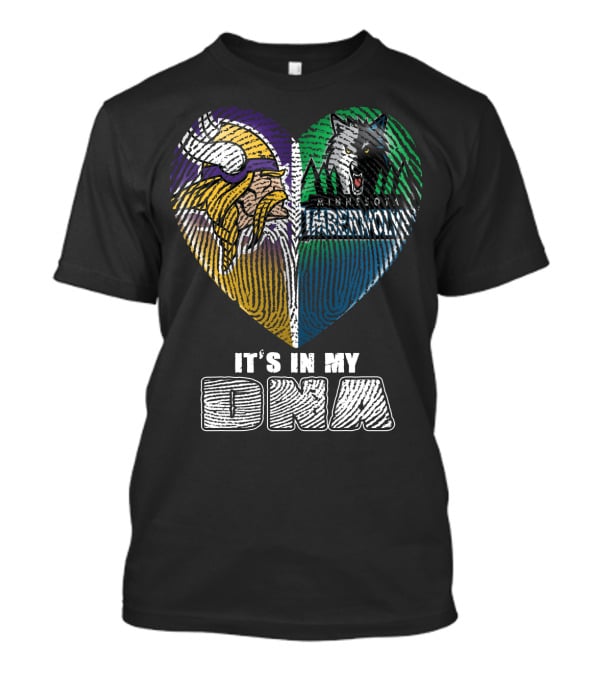 It's In My Dna Minnesota Vikings Timberwolves Heart Fingerprint T-Shirt