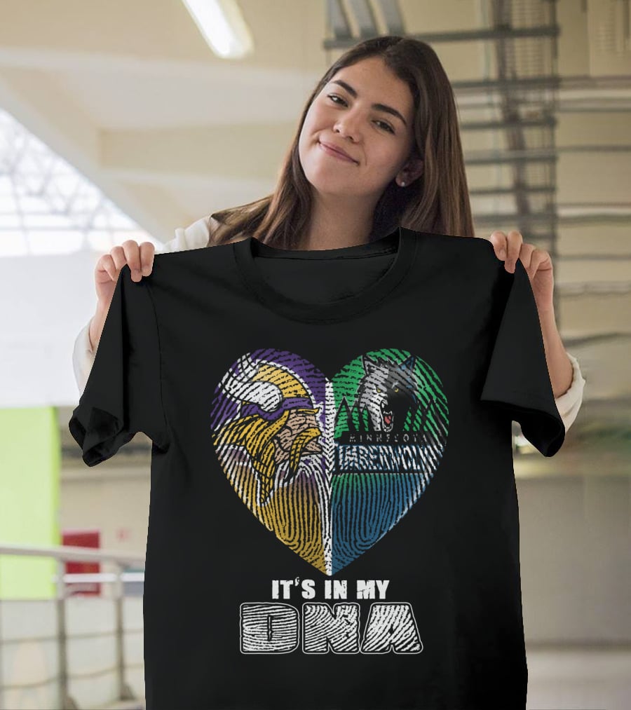 It's In My Dna Minnesota Vikings Timberwolves Heart Fingerprint T-Shirt