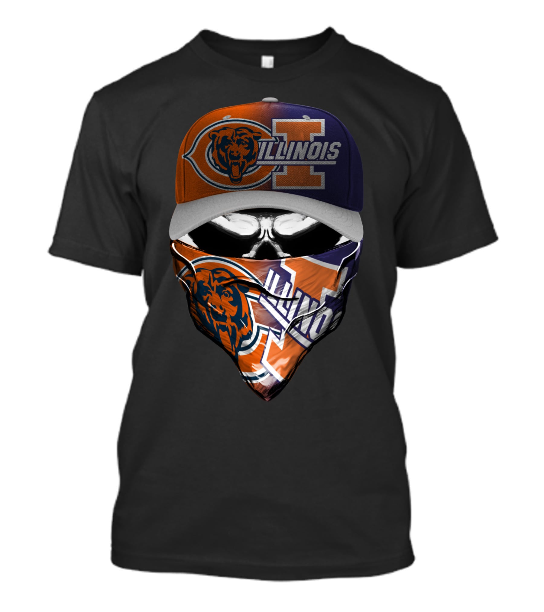 Chicago Bears Illinois Fan Mask Hat T-Shirt