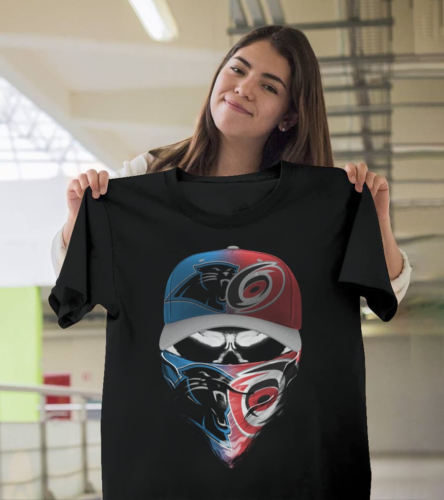 Carolina Panthers Hurricanes Dual Face Mask Hat Design 081 T-Shirt