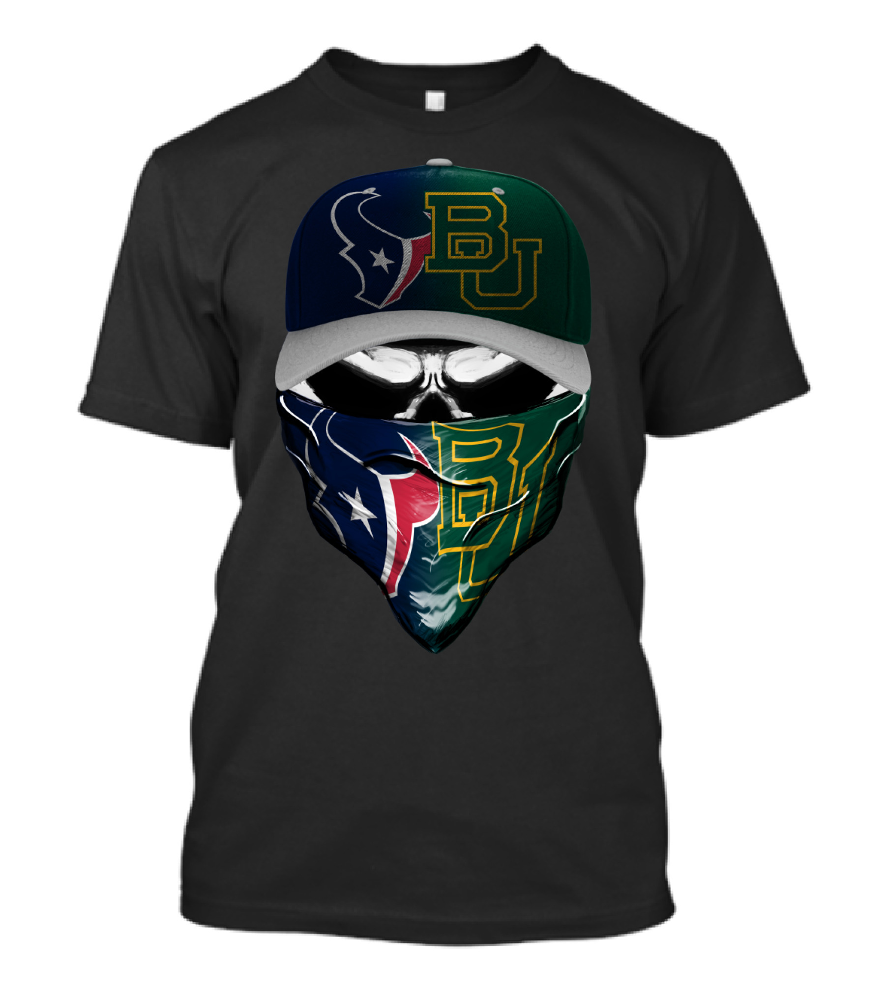 Houston Texans Baylor University Fan Mask Skull T-Shirt
