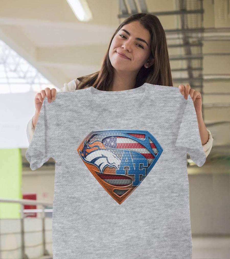 Air Force Falcons Denver Broncos American Flag Shield T-Shirt