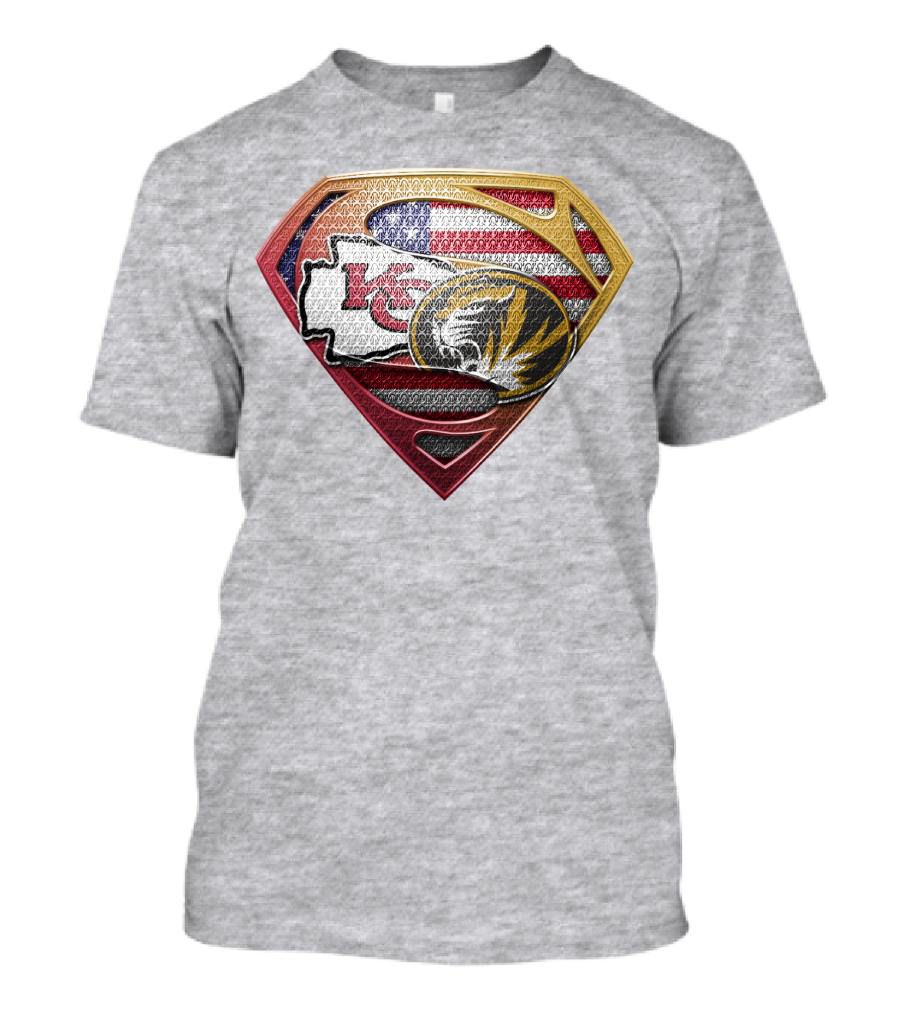 Kansas City Chiefs Missouri Tigers American Flag Superhero T-Shirt