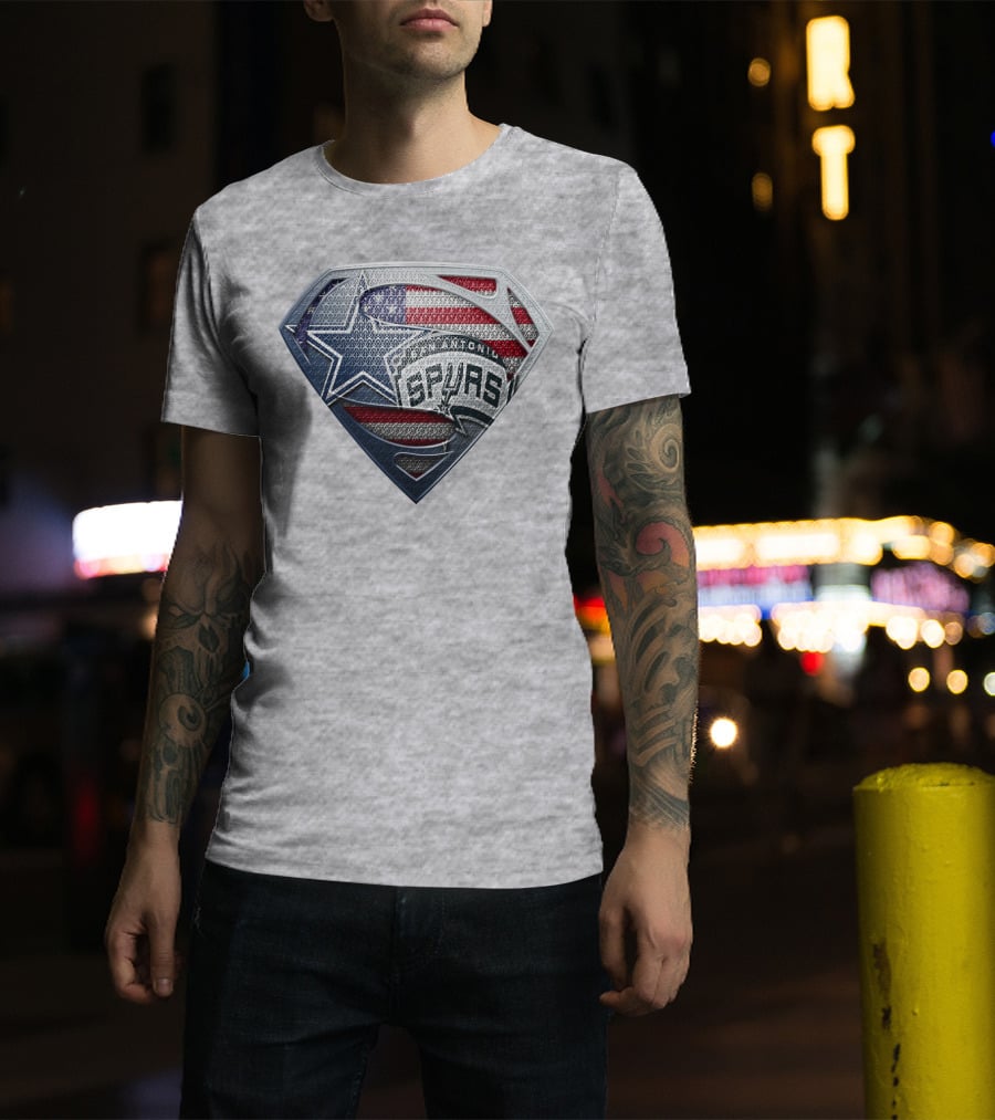 San Antonio Spurs Superman Shield Usa Flag T-Shirt